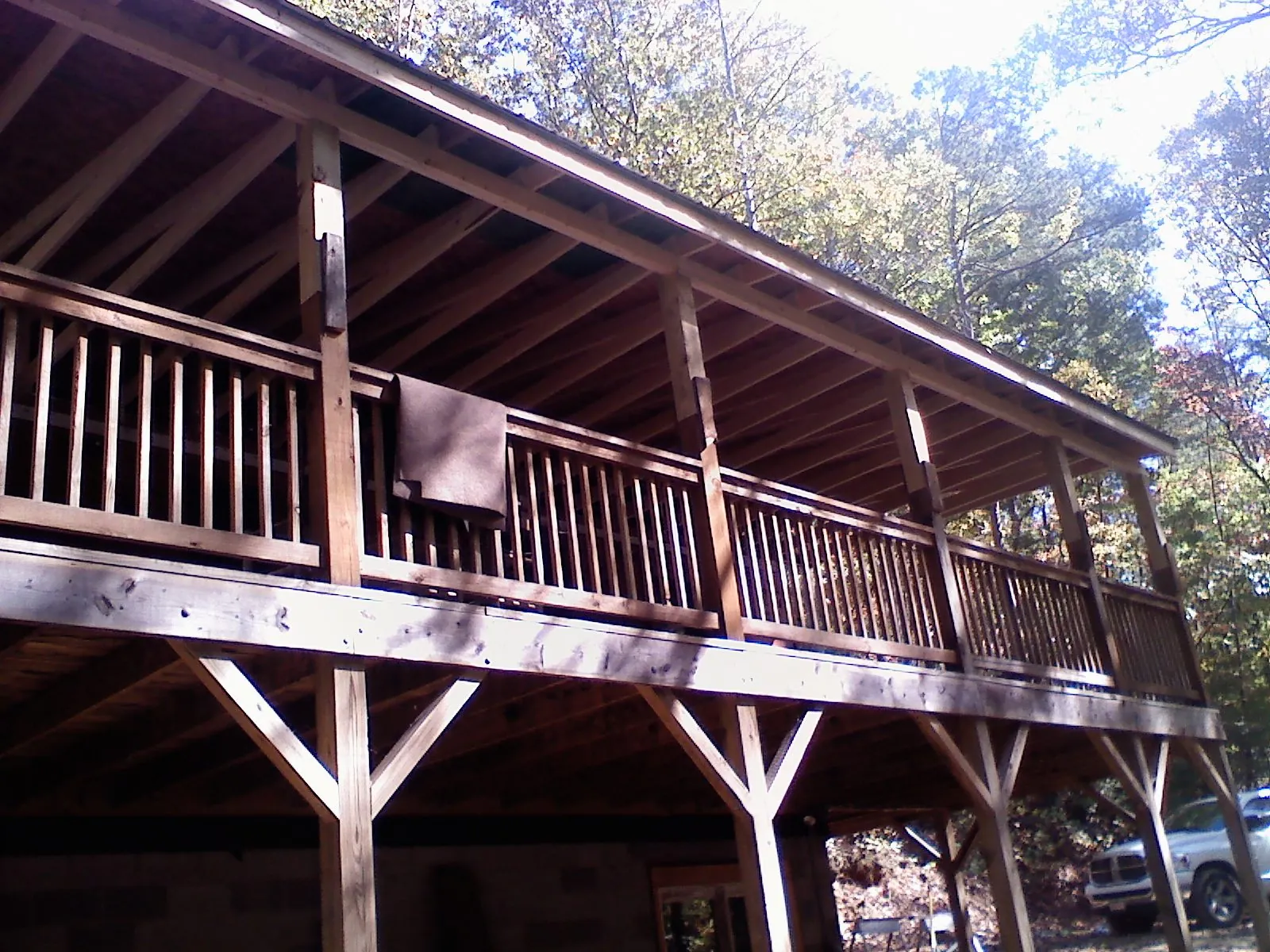 Timber framing under a new elevated porch and deck — Roof Leak Repair in Mendham by Roofing Brothers